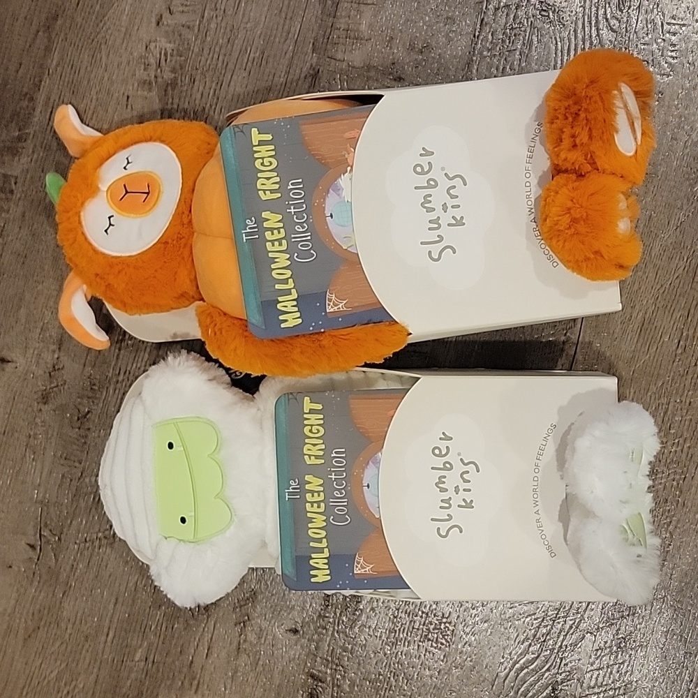 Slumberkins Halloween glow in the dark pumpkin Alpaca & Mummy Yeti